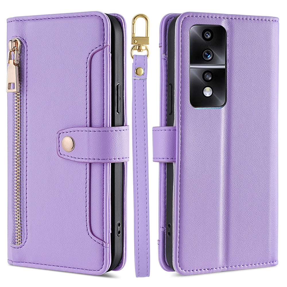 Anti-scratch Phone Case for Honor 80 GT 5G Zipper Pocket Card Slots Flip Leather Phone Cover with Straps Anti-scratch Phone Case for Honor 80 GT 5G Zipper Pocket Card Slots Flip Leather Phone Cover with Straps